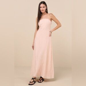 NWT Lulus  Strapless cutout Maxi Dress in peach pink